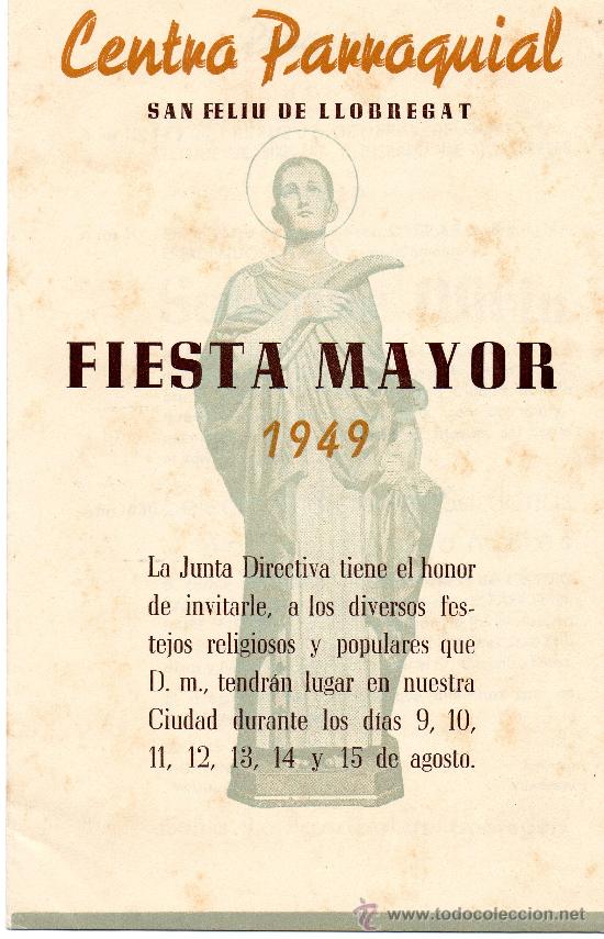 Coleccionismo: Centro Parroquial San Feliu de Llobregat Fiesta Mayor 1949