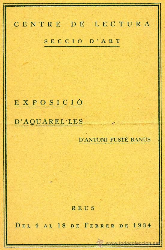 Coleccionismo: centre Lectura antoni fuste banues D'Aquarel.les Reus 1934