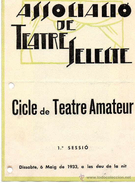 Coleccionismo: Associaci&oacute; Teatre Amateur 1933 Barcelona