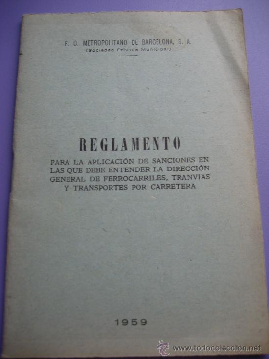 Coleccionismo: F.C.Metropolitano de Barcelona. Reglamento para la aplicacion de sanciones. 1959