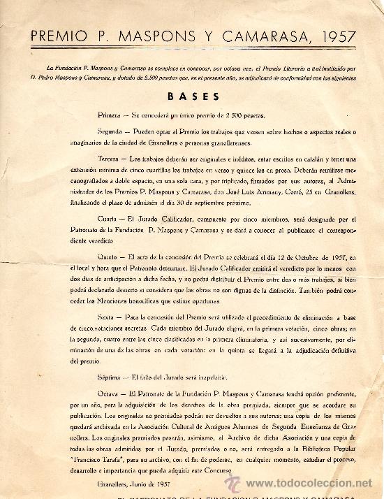 Coleccionismo: Premio P.Maspons y Camarasa, 1957