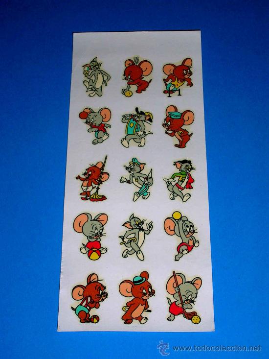 Coleccionismo: Calcoman&iacute;as Ortega, serie T-J 29, Tom y Jerry. Originales a&ntilde;os 60. Impecables.