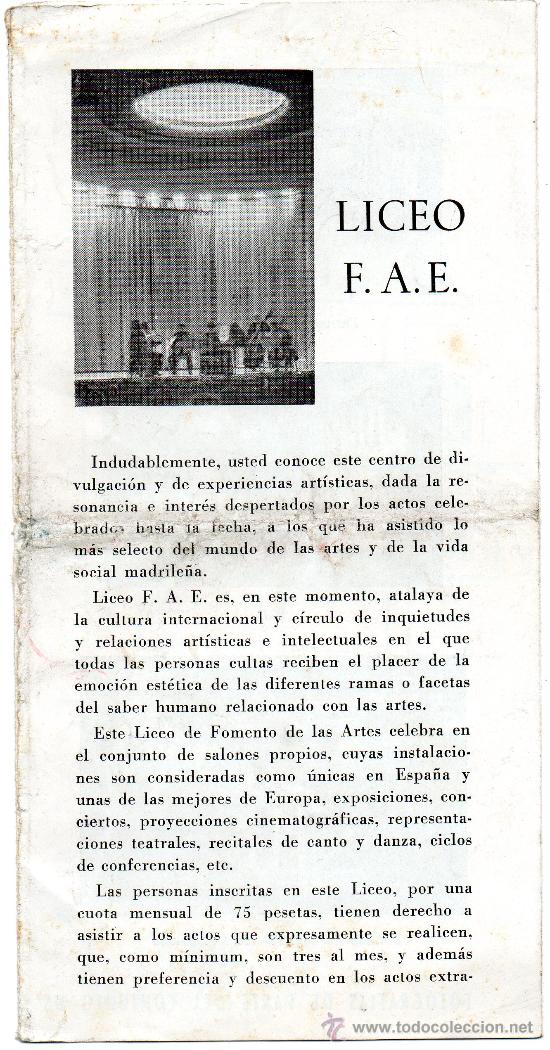 Coleccionismo: Liceo F.A.E. a&ntilde;os 50