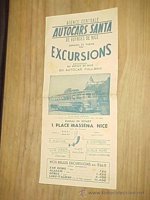Coleccionismo: AUTOCARS SANTA. EXCURSIONS EN AUTOCAR PULLMAN. TRIPTICO INFORMATIVO  PRECIOS E ITINERARIOS. FRANCES
