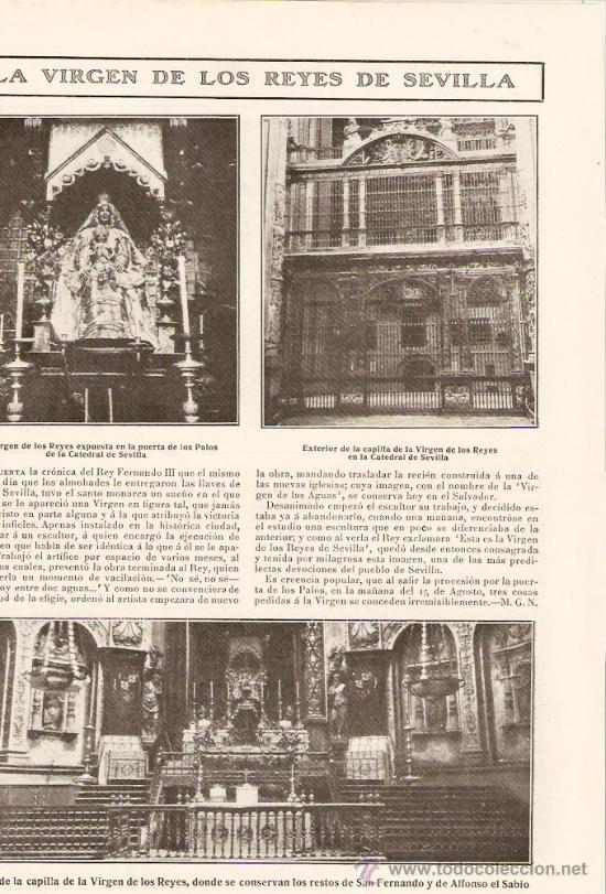 Colecionismo: RECORTE PRENSA.A&Ntilde;O 1908.LA VIRGEN DE LOS REYES DE SEVILLA.SALON BARBIERI.MITING DESCANSO DOMINICAL.
