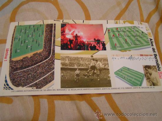 Coleccionismo: 5 PEGATINAS DEL REAL MADRID - 50 A&Ntilde;OS DEL BERNABEU - AS - LAMINA 1