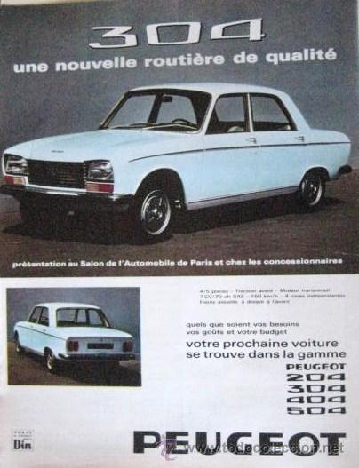 Coleccionismo: PUBLICIDAD EN REVISTAS. PEUGEOT 304. ENVIO GRATIS&iexcl;&iexcl;&iexcl;