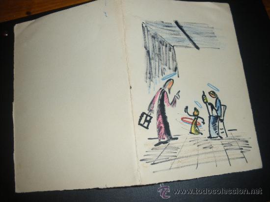 Coleccionismo: FELICITACION DE NAVIDAD, POSTAL NAVIDE&Ntilde;A. PINTADA A MANO.