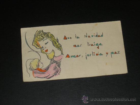 Coleccionismo: FELICITACION DE NAVIDAD, POSTAL NAVIDE&Ntilde;A. PINTADA A MANO.