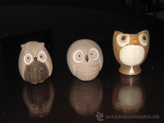 Coleccionismo: LOTE DE 3  BUHOS DE CERAMICA