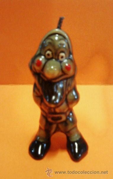 Collecting: enanito miniatura - vela de cera - negro / gris - a&ntilde;os 70