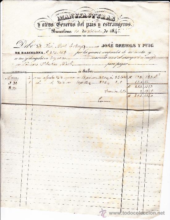 Coleccionismo: Manufacturas Jos&eacute; Orriols y Puig Barcelona 1842