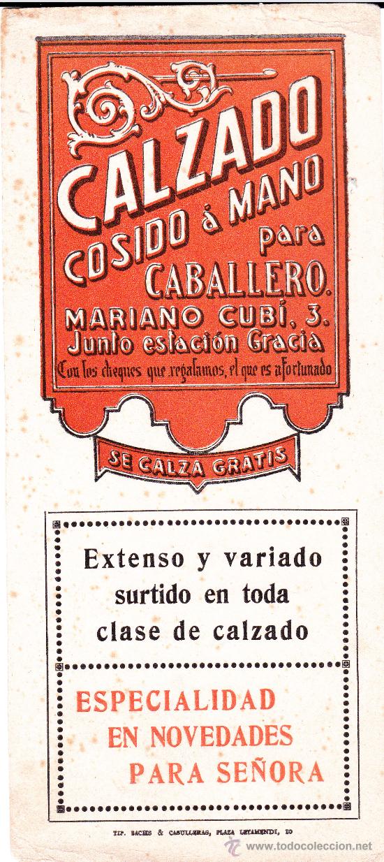 Coleccionismo: Calzado Mariano Cubi, 3. Junto a estaci&oacute;n de gracias Barcelona (25x11 ctms)