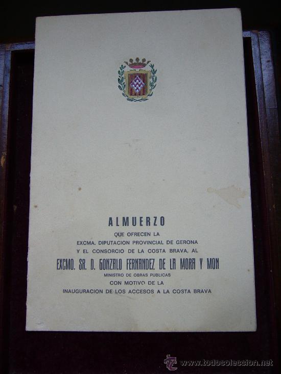 Coleccionismo: Menu almuerzo de la diputaci&oacute;n de Gerona al ministro de obras publicas 1973