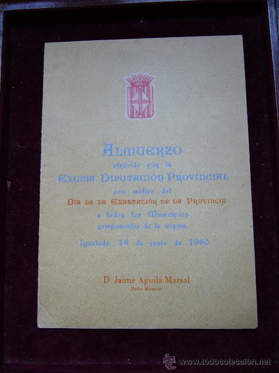 Colecionismo: Menu almuerzo dia de la exaltaci&oacute;n de la provincia - Igualada 1960