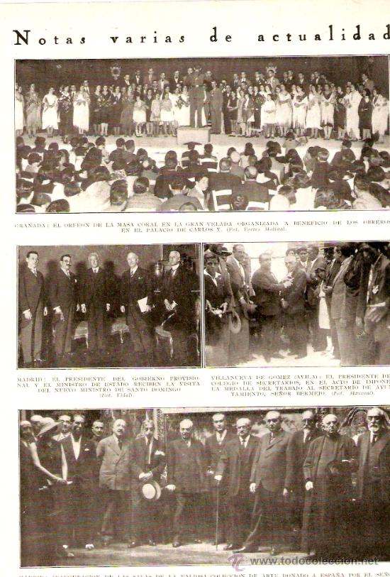 Collectionnisme: RECORTE PRENSA.A&Ntilde;O 1931.VILLANUEVA DE GOMEZ.AVILA.GRANADA.ORFEON MASA CORAL.MADRID.PLAZA ARMERIA.