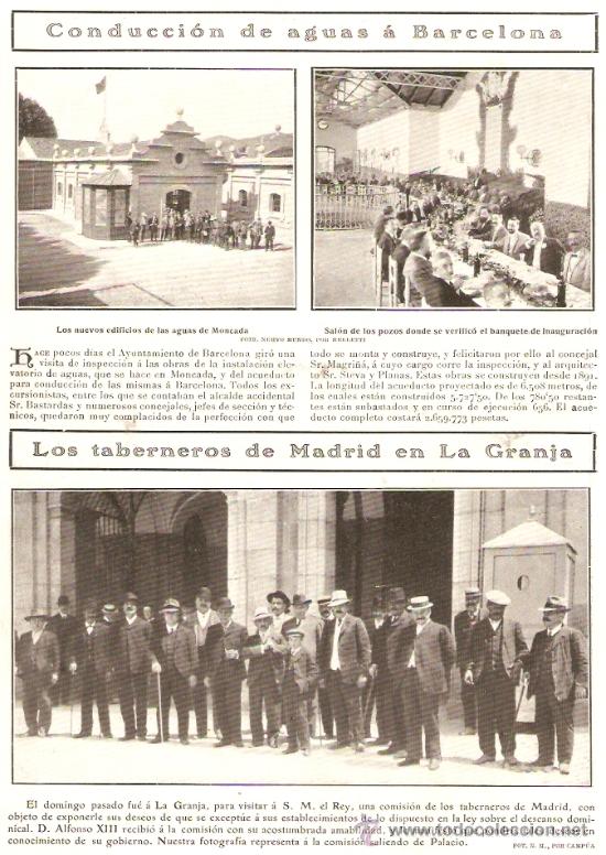 Colecionismo: RECORTE PRENSA.A&Ntilde;O 1908.CONDUCCION DE AGUAS.BRCELONA.MONTCADA.