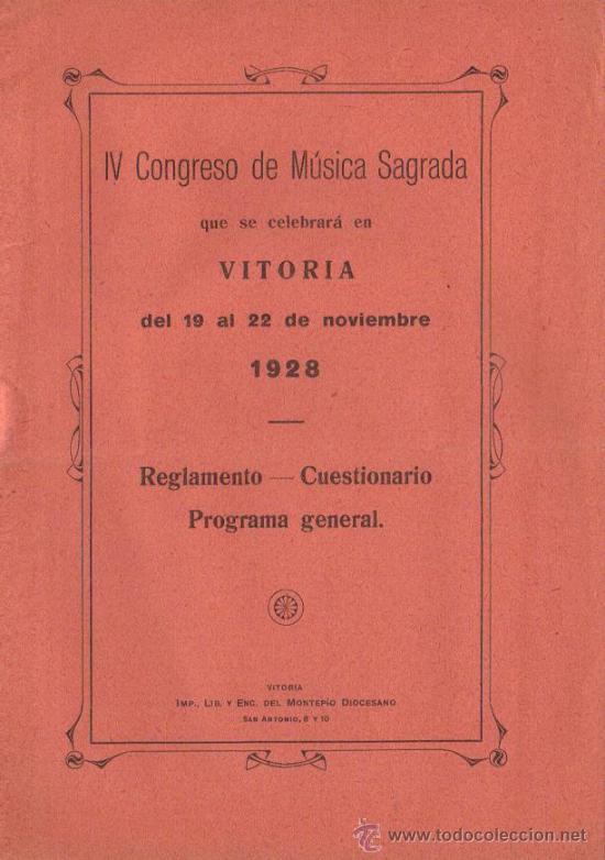 Coleccionismo: Vitoria - IV Congreso de M&uacute;sica Sacra - A&ntilde;o 1928