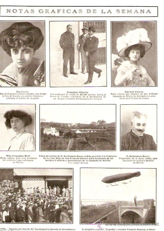 Colecionismo: RECORTE PRENSA. A&Ntilde;O 1909.PAZ FERRER.BALDOMERO RASOS.SANT FELIU DE GUIXOLS.FERRER I GUARDIA