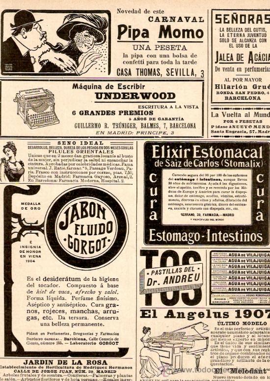 Collecting paper: RECORTE PRENSA.A&Ntilde;O 1909.PUBLICIDAD.PIPA MOMO.JALEA DE ACACIA.CASA THOMAS.SEVILLA.CARNAVAL.
