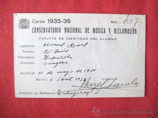 Coleccionismo: CARNET REPUBLICA ESPA&Ntilde;OLA. 1935-36. CONSERVATORIO M&Uacute;SICA MADRID. ENVIO GRATIS&iexcl;&iexcl;&iexcl;