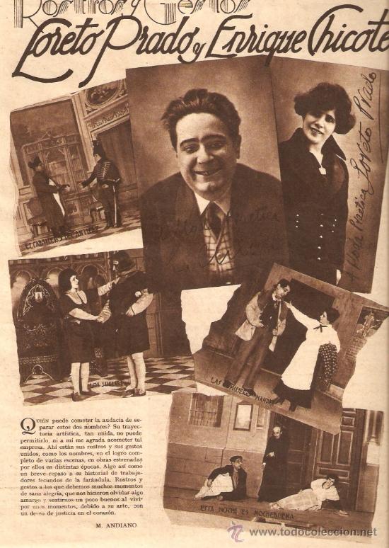 Colecionismo: A&Ntilde;O 1934 RECORTE PRENSA TEATRO LORETO PRADO ENRIQUE CHICOTE ARTISTA ACTOR ACTRIZ PAREJA ARTISTICA