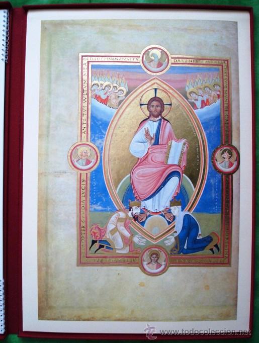 Coleccionismo: 4 Hojas facs&iacute;miles del Codex Aureus Escurialensis, siglo XI (C&oacute;dice &Aacute;ureo). Testimonio - Foto 2