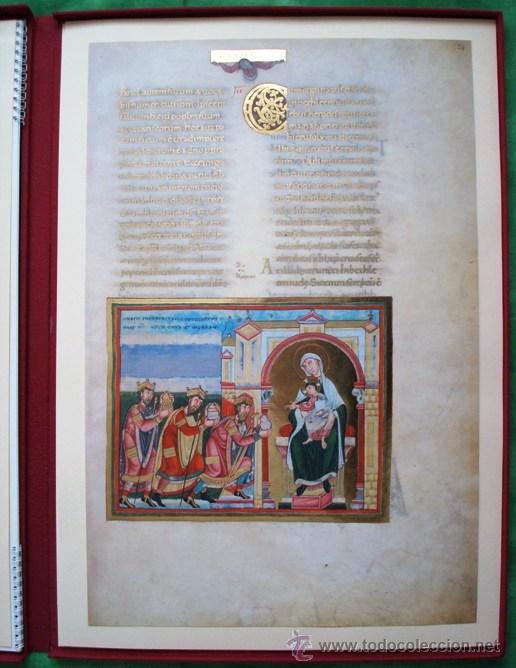 Coleccionismo: 4 Hojas facs&iacute;miles del Codex Aureus Escurialensis, siglo XI (C&oacute;dice &Aacute;ureo). Testimonio - Foto 3