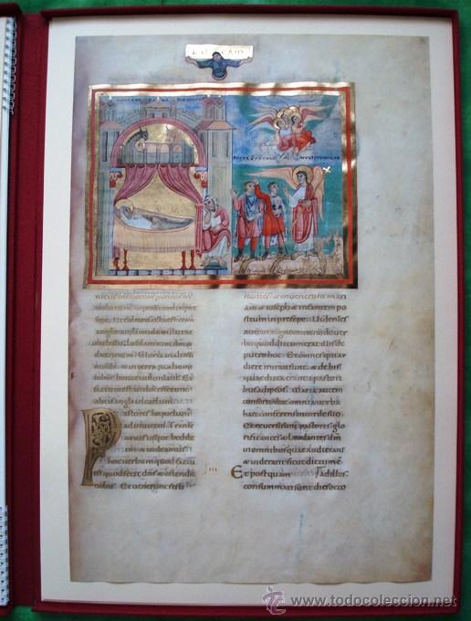 Coleccionismo: 4 Hojas facs&iacute;miles del Codex Aureus Escurialensis, siglo XI (C&oacute;dice &Aacute;ureo). Testimonio - Foto 4
