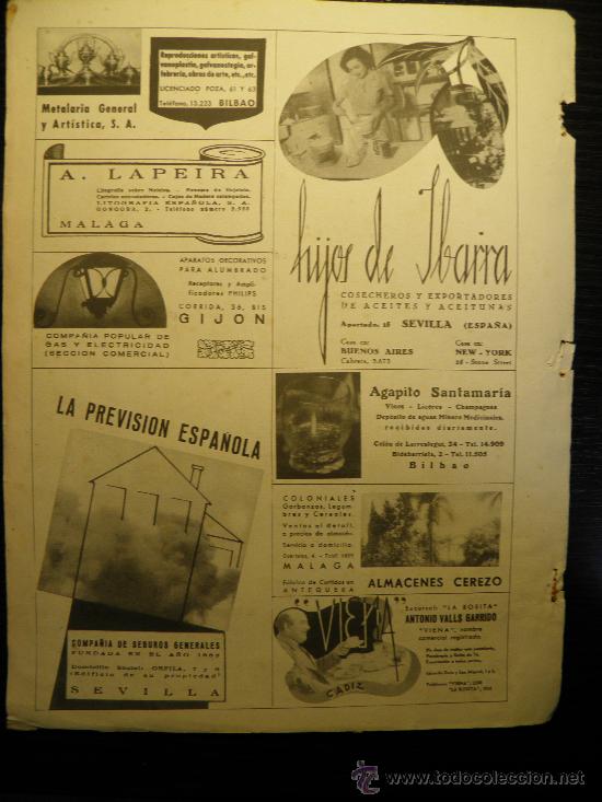 Colecionismo: A&Ntilde;O 1939 PUBLICIDAD SEVILLA HIJOS DE YBARRA CADIZ VIENA VALLS GARRIDO ALMACENES CEREZO MALAGA
