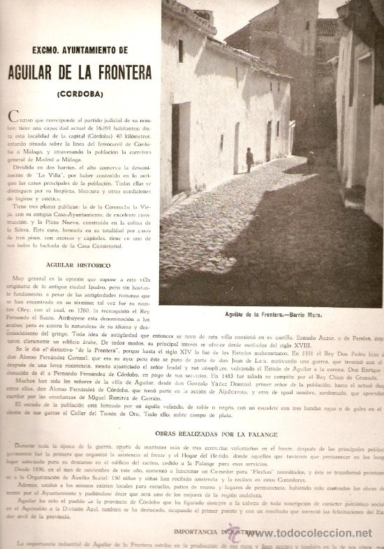 Coleccionismo: A&Ntilde;O 1939 RECORTE PRENSA CORDOBA AGUILAR DE LA FRONTERA MONTEMAYOR FOTOGRAFIA LUIS VELASCO.