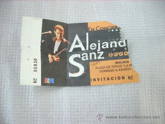 Coleccionismo: ENTRADA CONCIERTO ALEJANDRO SANZ PLAZA DE TOROS DE MALAGA A&Ntilde;OS 90
