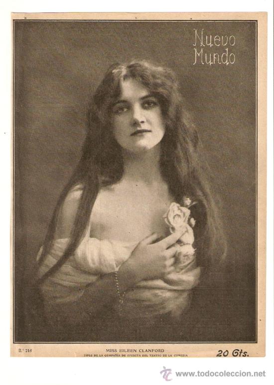 Colecionismo: RECORTE PRENSA.A&Ntilde;O 1908.TEATRO.MISS EILEEN CLANFORD.TIPLE.TEATRO DE LA COMEDIA.