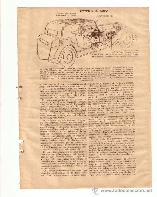 Colecionismo: HOJAS REPORTAJE.A&Ntilde;OS 30.RADIO.RADIOTELEFONIA.LA RADIO EN EL AUTOMOVIL.