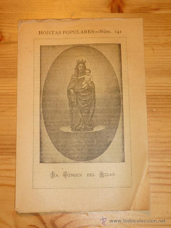 Coleccionismo: d&iacute;ptico Hojitas populares: La Virgen del Pilar, 4 p&aacute;ginas. Principios del XX