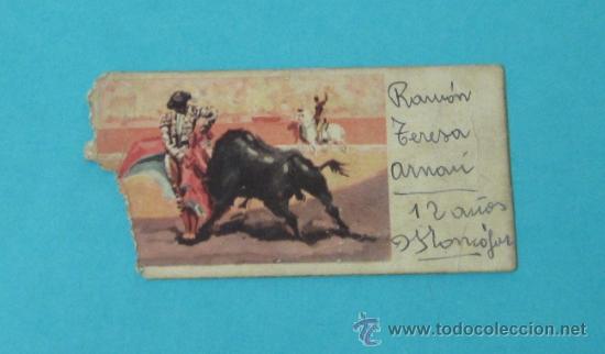 Sammelleidenschaft Papier: TARJETA CON ESCENA TAURINA. 9,5 X 5,5 CM. TOROS. TAUROMAQUIA