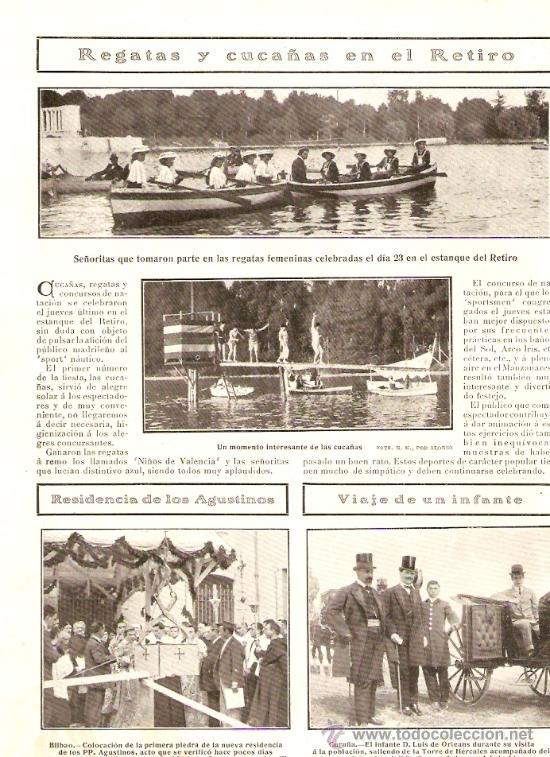 Collecting paper: RECORTE PRENSA.A&Ntilde;O 1908.CARLISTAS.ZUMARRAGA.BILBAO.AGUSTINOS.EL RETIRO.MADRID.REGATAS.CUCA&Ntilde;AS.