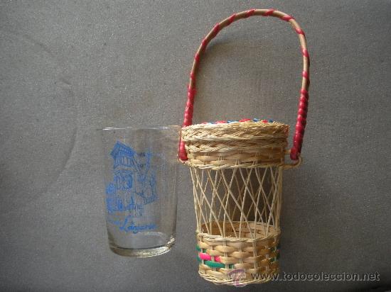 Coleccionismo: cestico con vaso aguas de lanjaron de 250 cc. - Foto 1