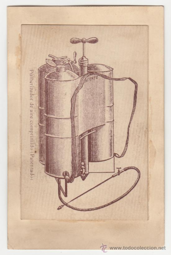 Coleccionismo: ANTIGUA TARJETA PUBLICITARIA PULVERIZADOR DE AIRE COMPRIMIDO . MAQUINARIA VITI-VINICOLA Y AGRICOLA