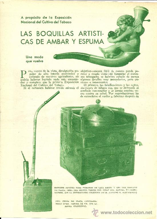 Coleccionismo: * PIPAS * TABACO * Las boquillas art&iacute;sticas de &aacute;mbar y espuma / Enrique Gonz&aacute;lez Fiol - 1935