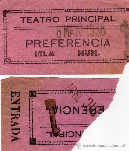 Collezionismo: 2 entradas teatro principal de alcazar de san juan, una del 1937 y otra 1938