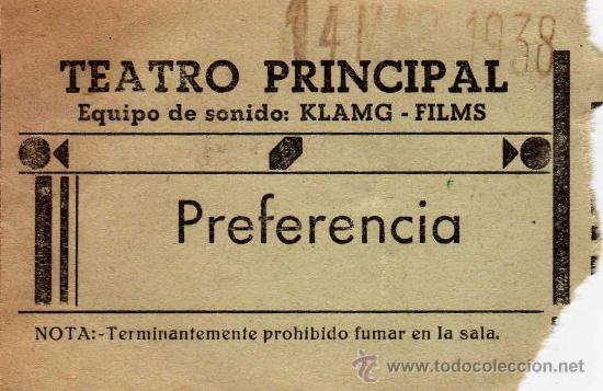 Coleccionismo: entrada teatro principal de alcazar de san juan 1938