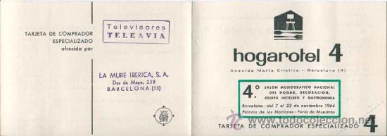 Coleccionismo: Tarjeta de comprador especializado - Hogarotel 4 a&ntilde;o 1964  Barcelona - la Mure Iberia s.a.
