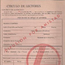 Coleccionismo: :::: PA125 - CONTRATO DE SUSCRIPCION DEL CIRCULO DE LECTORES