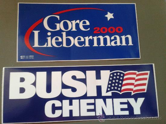 Coleccionismo: Pareja de adhesivos candidatos elecciones norteamericanas a&ntilde;o 2000 George Bush Al Gore