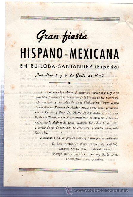 Collecting paper: PROGRAMA GRAN FIESTA HISPANO MEXICANA EN RUILOBA-SANTANDER, 1947