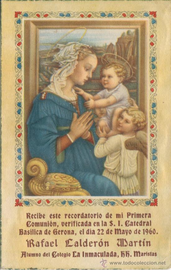 Coleccionismo: Recordatorio 1&ordf; comunion a&ntilde;o 1960 - Gerona