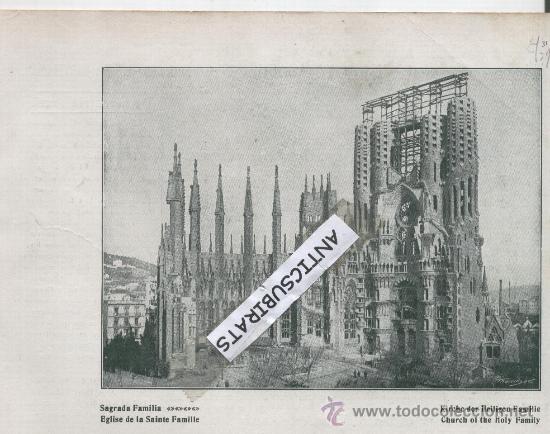 Coleccionismo: LAMINA FOTOGRAFICA A&Ntilde;O 1915 SAGRADA FAMILIA TORRES A MEDIO CONSTRUIR FOTO ANTONIO GAUDI BARCLEONA