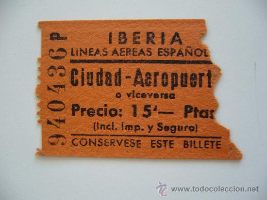 Coleccionismo: Entrada Iberia. L&iacute;neas A&eacute;reas Espa&ntilde;olas. Ciudad-Aeropuerto.
