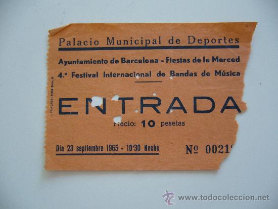 Coleccionismo: Entrada al Palacio Municipal de Deportes. Barcelona. A&ntilde;o 1965.